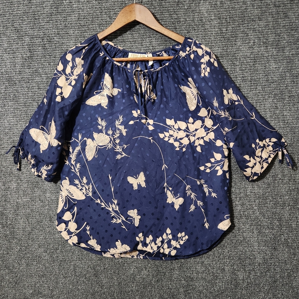 Yumi Kim Butterfly Polka Dot Silk Blouse Size S